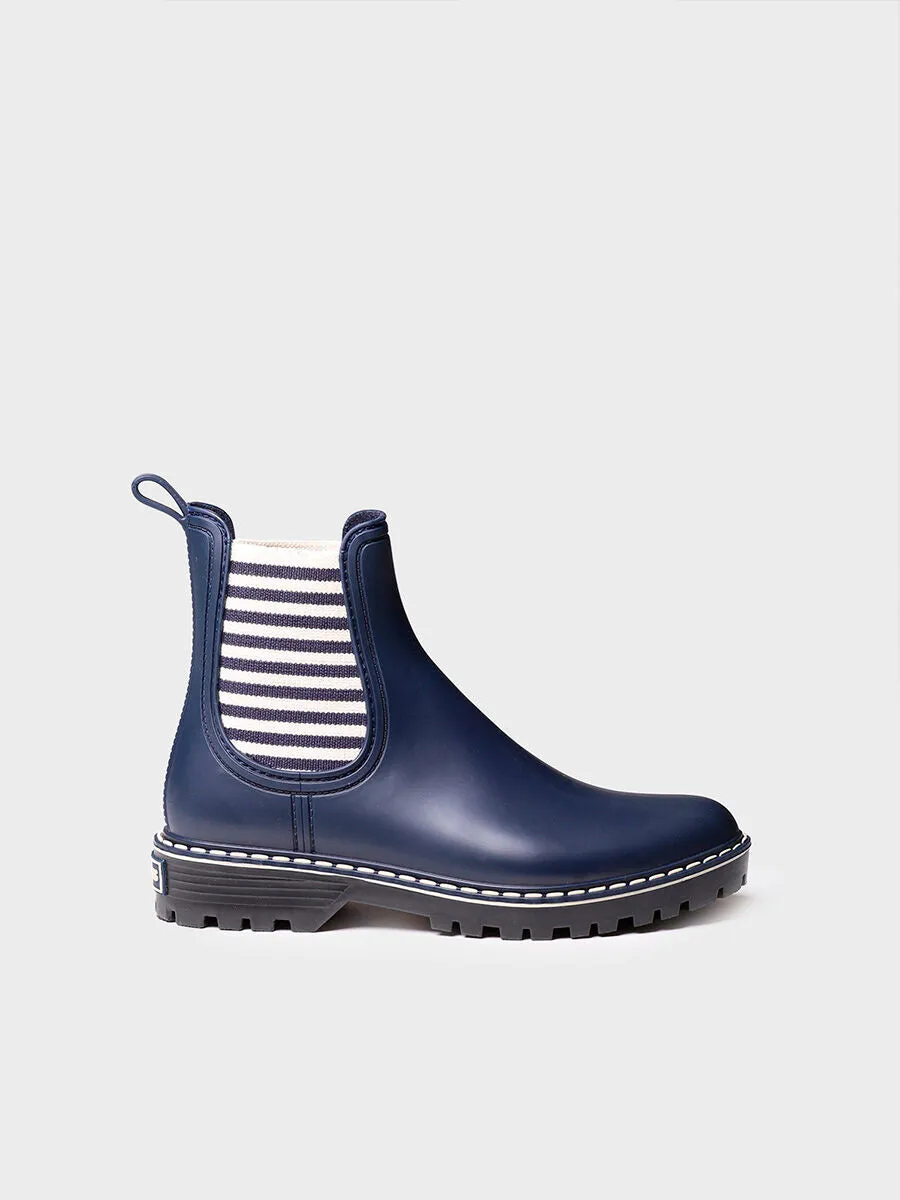 Women's Rain Ankle Boots in ecru-navy - CORBIN