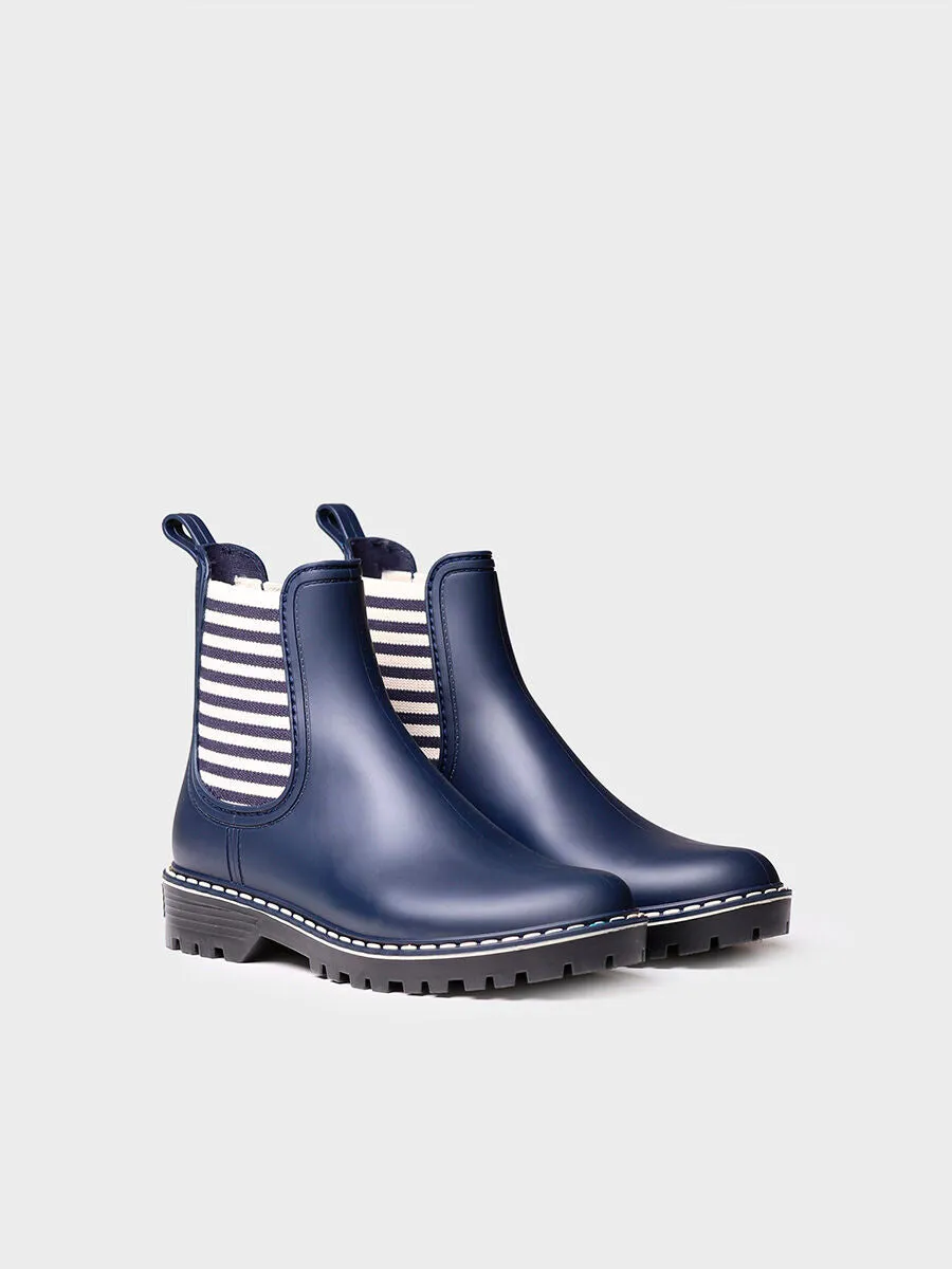 Women's Rain Ankle Boots in ecru-navy - CORBIN