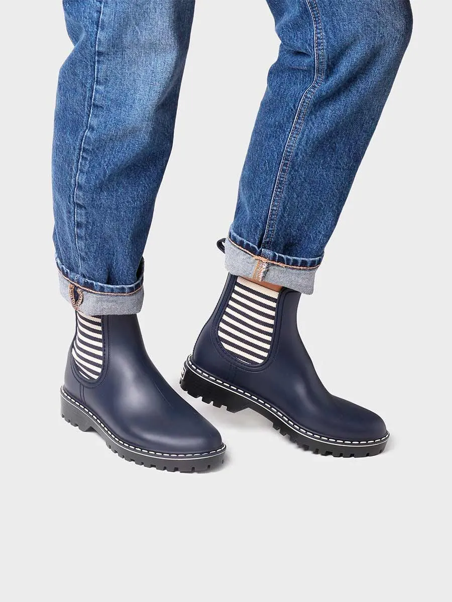 Women's Rain Ankle Boots in ecru-navy - CORBIN