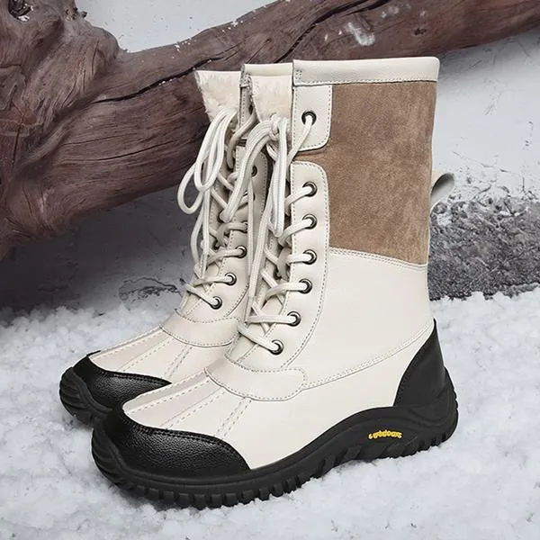 Women's thick warm lining anti-slip font lace outdoor snow boots