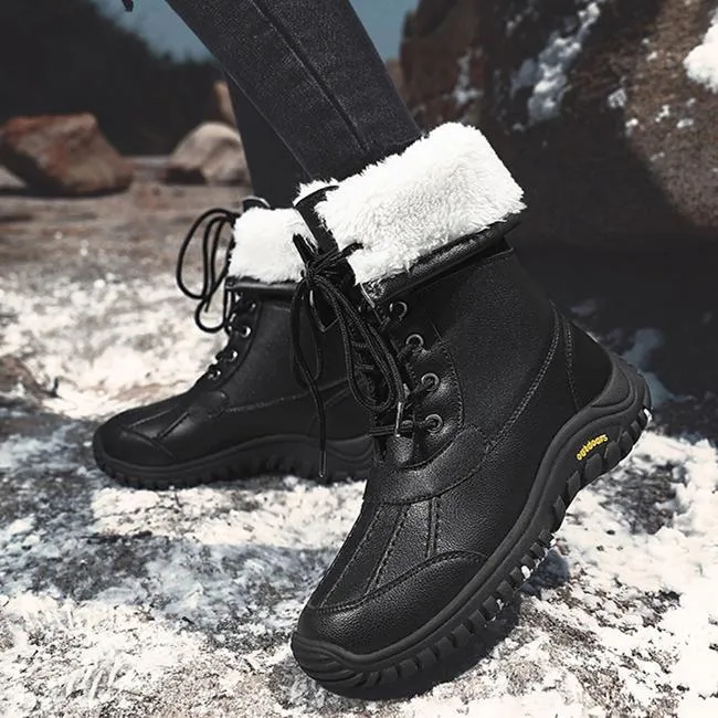 Women's thick warm lining anti-slip font lace outdoor snow boots