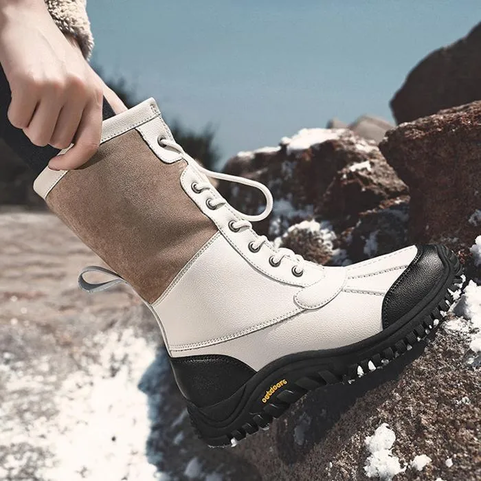 Women's thick warm lining anti-slip font lace outdoor snow boots