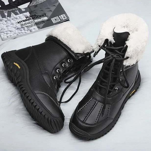 Women's thick warm lining anti-slip font lace outdoor snow boots