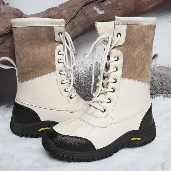 Women's thick warm lining anti-slip font lace outdoor snow boots