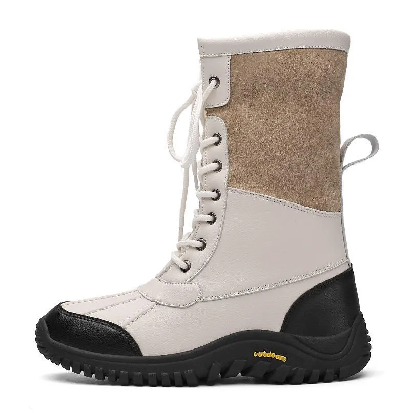 Women's thick warm lining anti-slip font lace outdoor snow boots