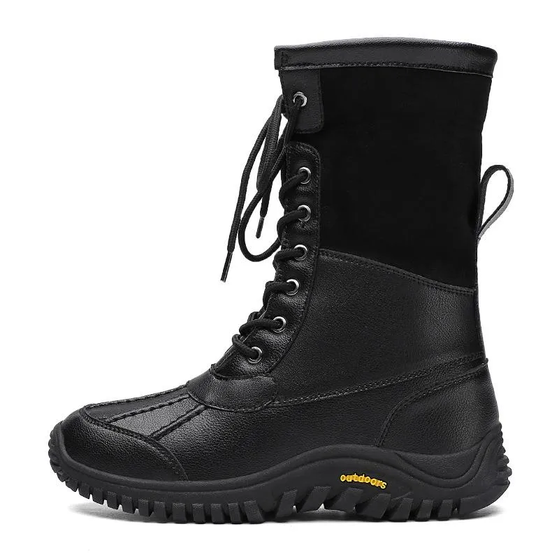 Women's thick warm lining anti-slip font lace outdoor snow boots