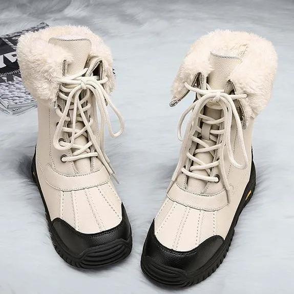 Women's thick warm lining anti-slip font lace outdoor snow boots