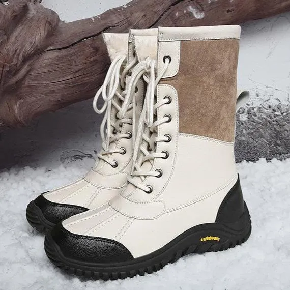 Women's thick warm lining anti-slip font lace outdoor snow boots