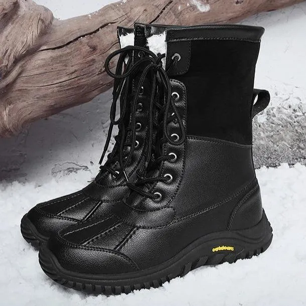 Women's thick warm lining anti-slip font lace outdoor snow boots