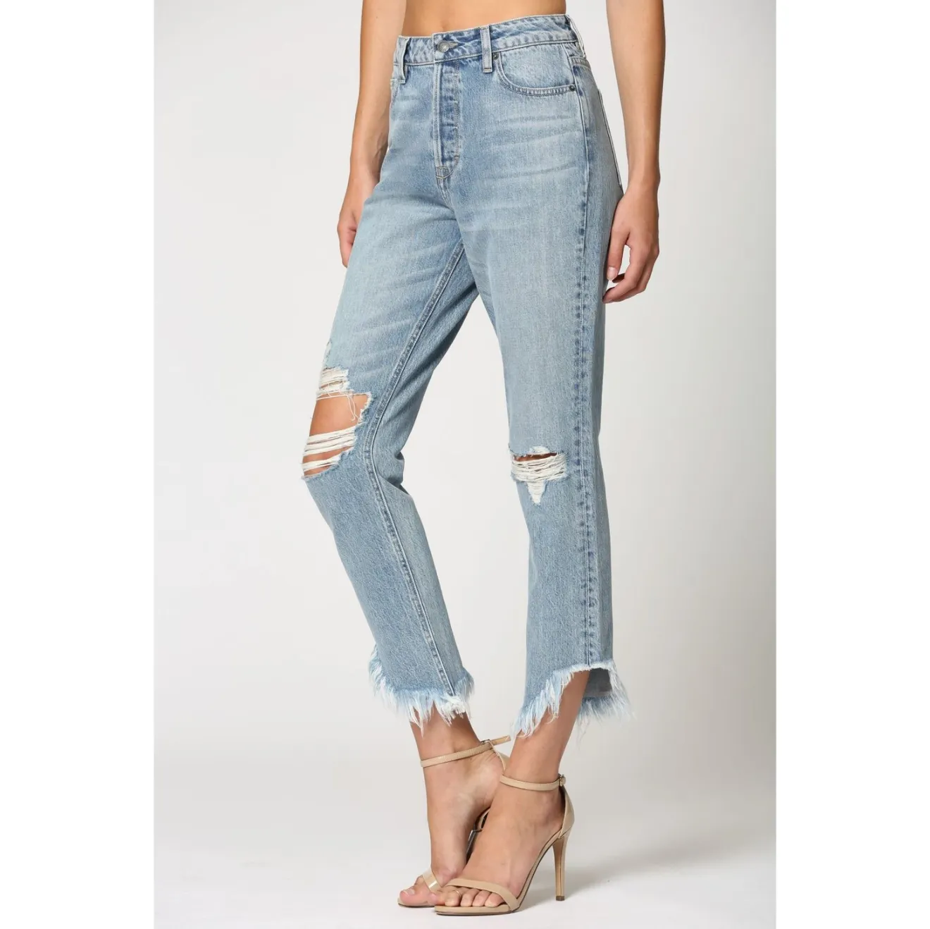 Zoey Side Fray Mom Jean | Medium Wash